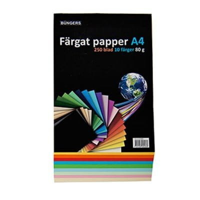 Farvet papir A4 80 gr. ass. farver (250)