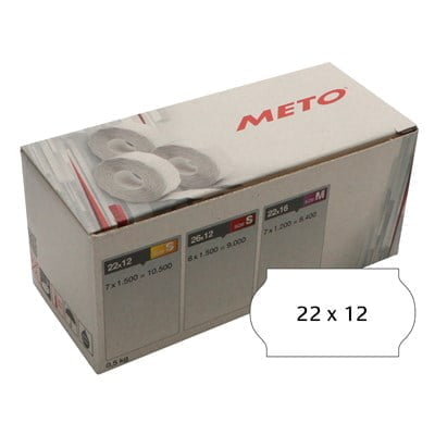 Meto etiket perm 22x12 hvid (7rl/1500)