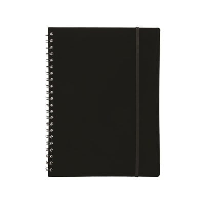 Notesbog A4 plast med spiralryg sort