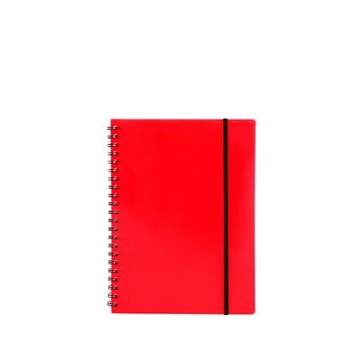 Notesbog A5 plast med spiralryg rød
